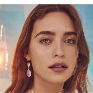 Kendra Scott Ashlyn Gold Multi Stone Drop Earrings in Magenta Mix